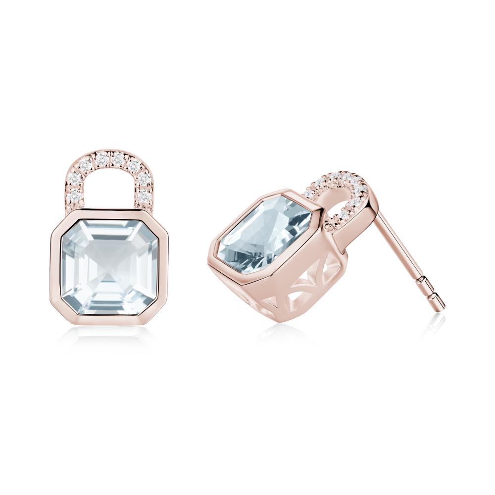Asscher Cut Aquamarine Earrings - LUO Jewelry #metal_14k rose gold