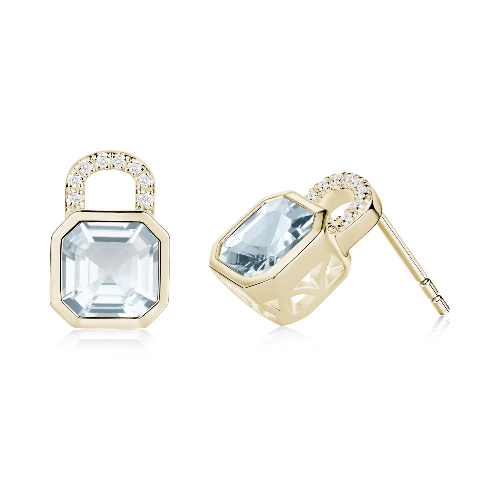 Asscher Cut Aquamarine Earrings - LUO Jewelry #metal_14k yellow gold