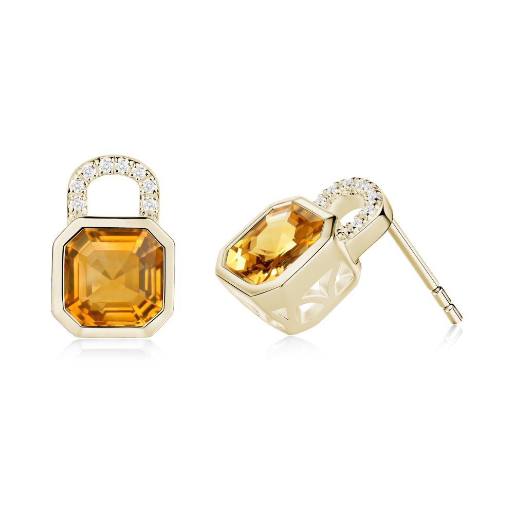 Asscher Cut Citrine Earrings - LUO Jewelry #metal_14k yellow gold