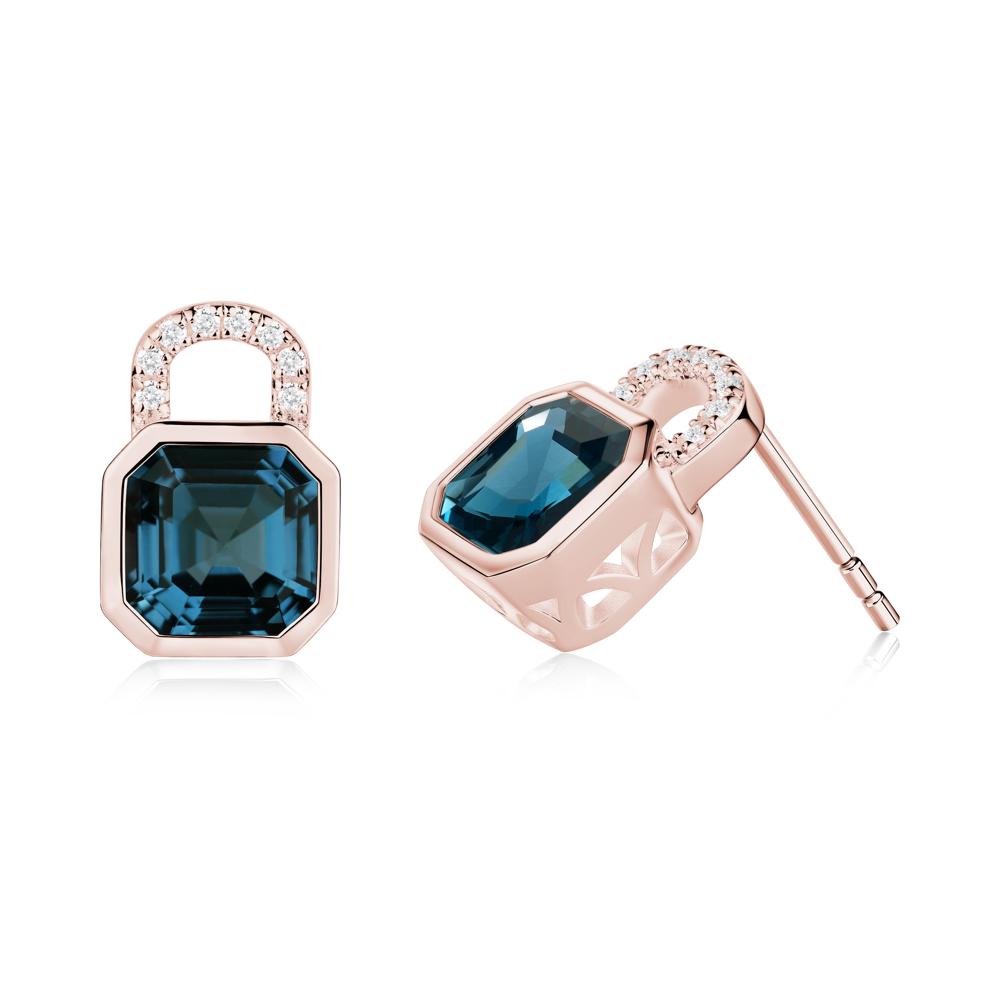 Asscher Cut London Blue Topaz Earrings - LUO Jewelry #metal_18k rose gold
