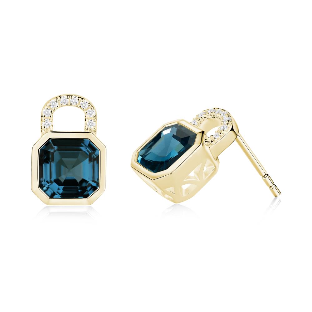 Asscher Cut London Blue Topaz Earrings - LUO Jewelry #metal_18k yellow gold