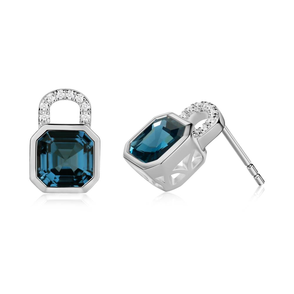 Asscher Cut London Blue Topaz Earrings - LUO Jewelry #metal_platinum
