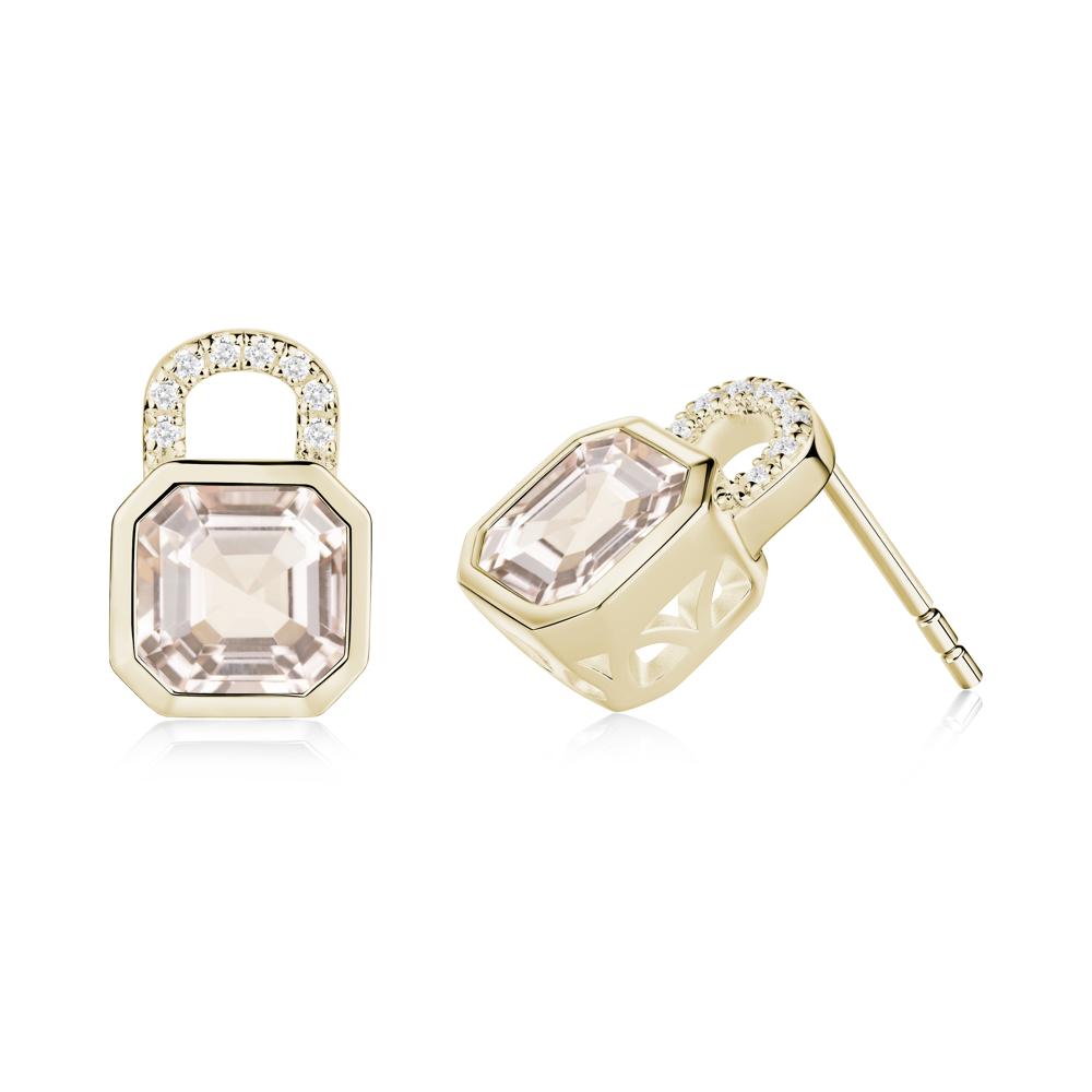 Asscher Cut Morganite Earrings - LUO Jewelry #metal_14k yellow gold