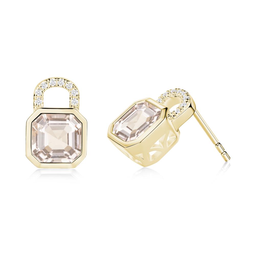 Asscher Cut Morganite Earrings - LUO Jewelry #metal_18k yellow gold