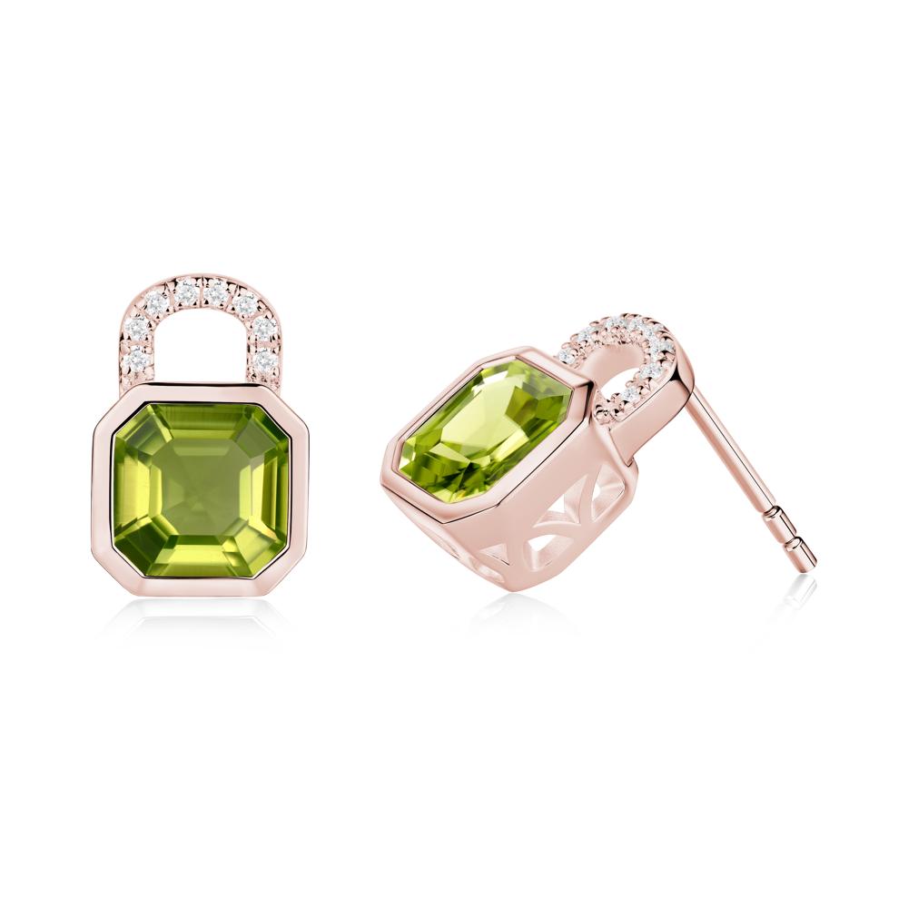 Peridot Lock Stud Earrings - LUO Jewelry #metal_18k rose gold