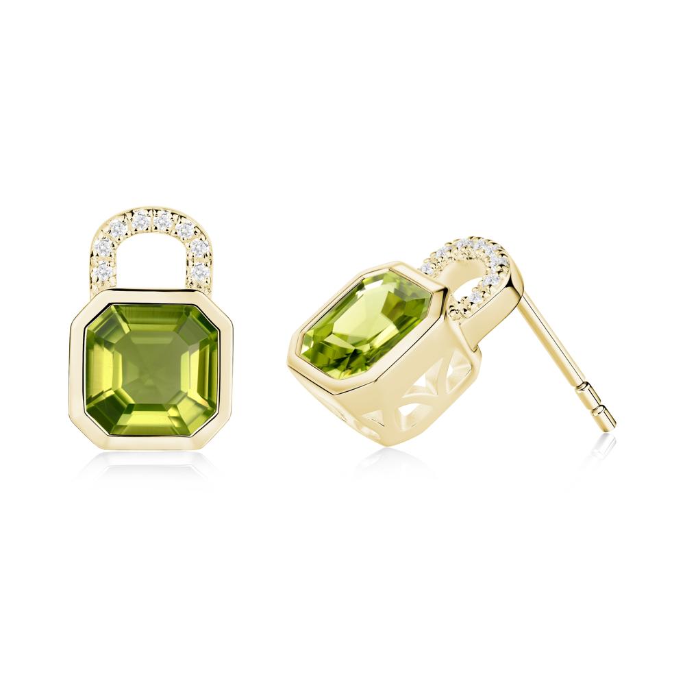 Peridot Lock Stud Earrings - LUO Jewelry #metal_18k yellow gold