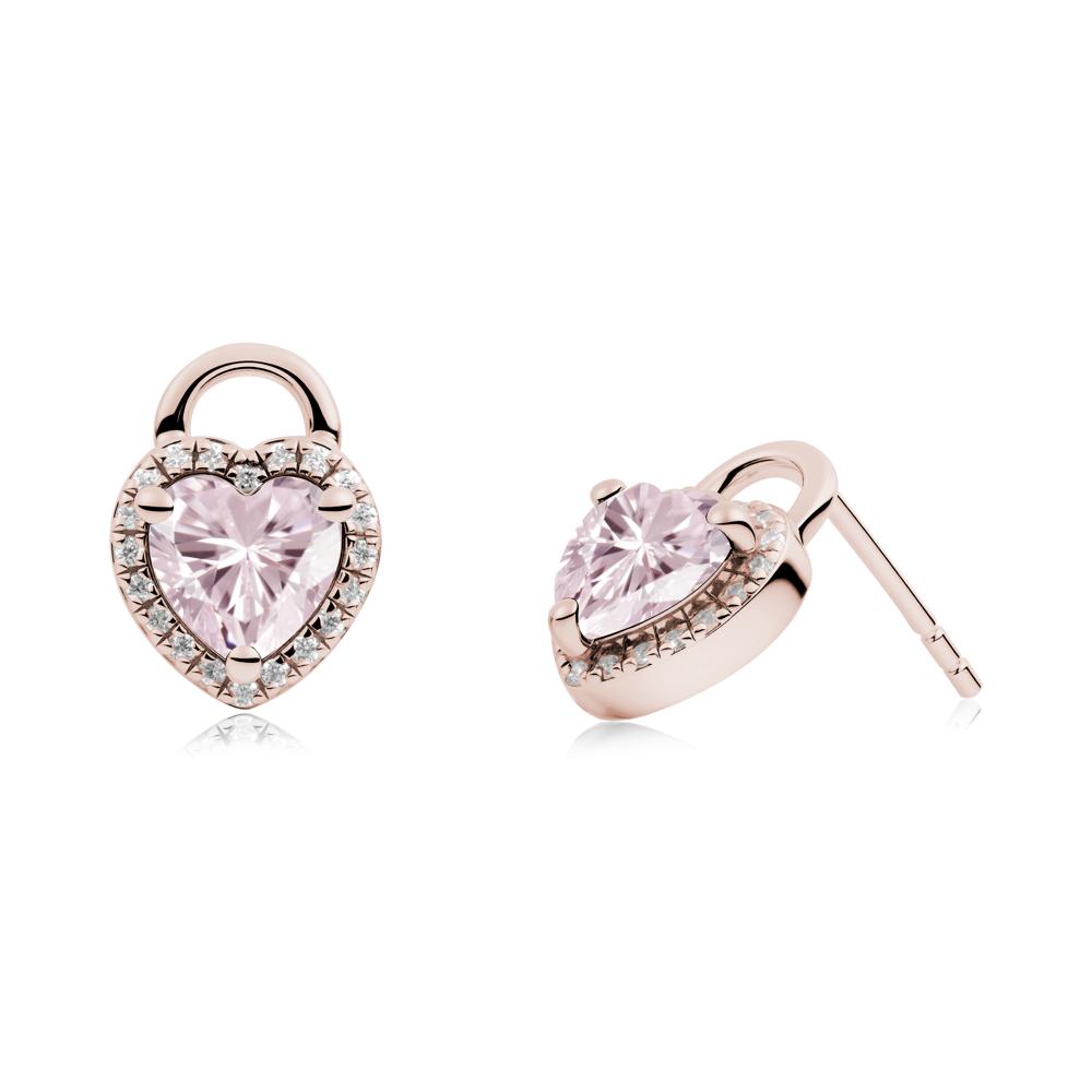 Heart Shaped Pink Cubic Zirconia Halo Earrings - LUO Jewelry #metal_14k rose gold