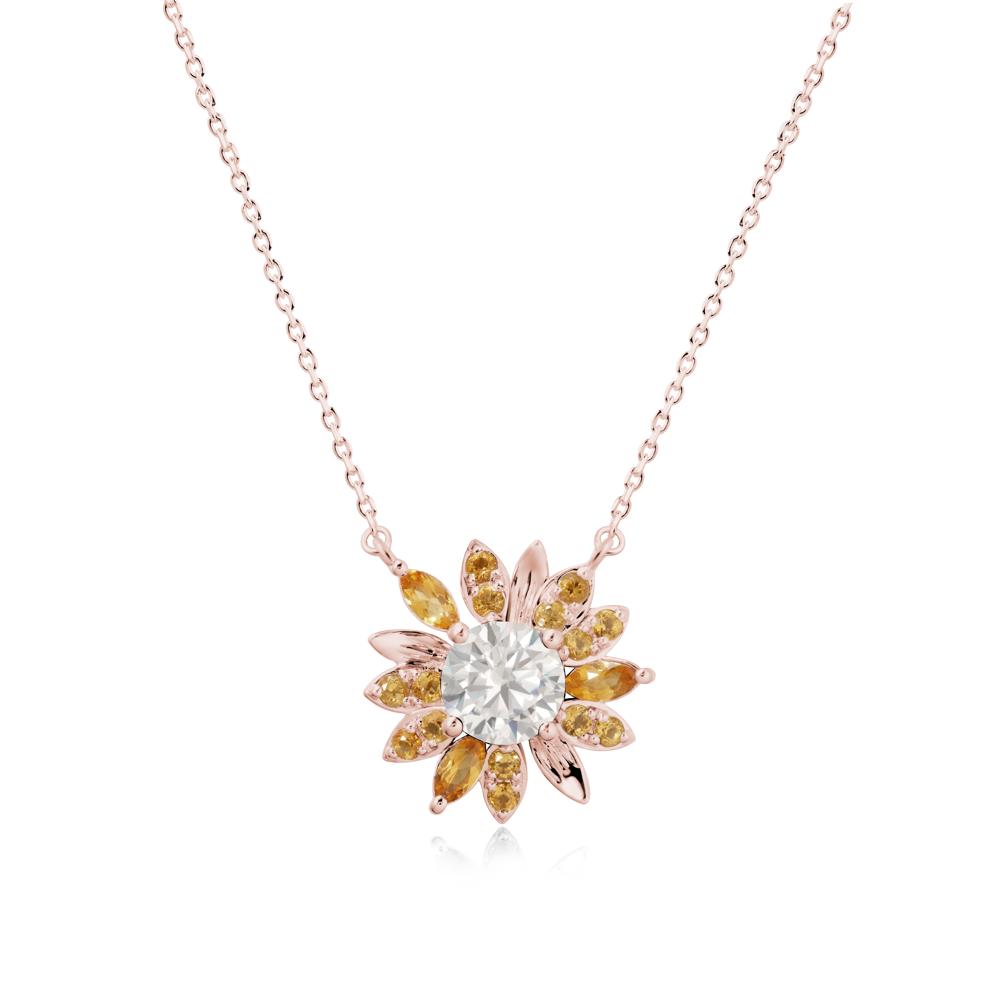 Sunflower Inspired Cubic Zirconia and Citrine Necklace - LUO Jewelry #metal_18k rose gold