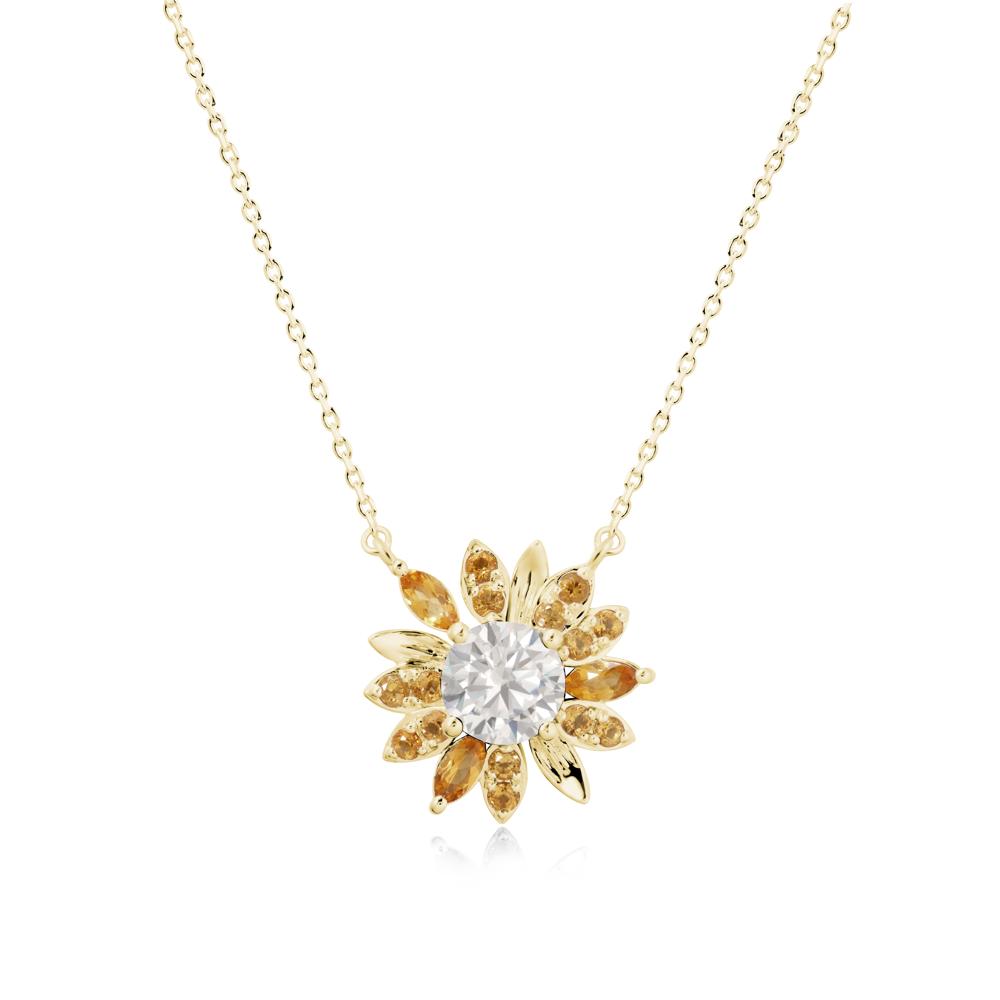 Sunflower Inspired Cubic Zirconia and Citrine Necklace - LUO Jewelry #metal_18k yellow gold