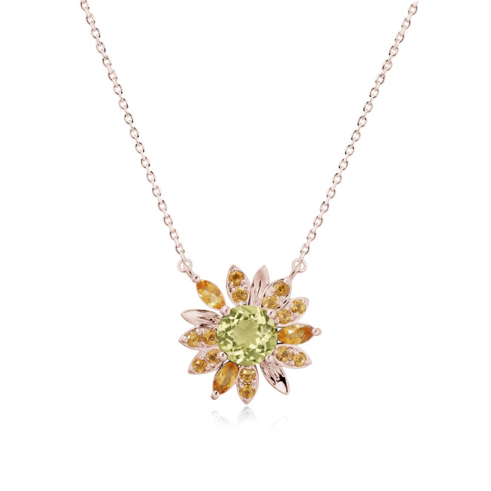 Sunflower Inspired Lemon Quartz and Citrine Necklace - LUO Jewelry #metal_14k rose gold
