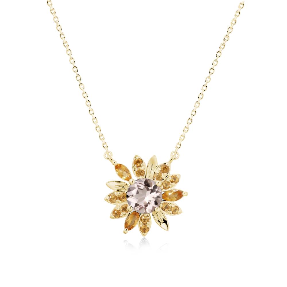 Sunflower Inspired Morganite and Citrine Necklace - LUO Jewelry #metal_18k yellow gold