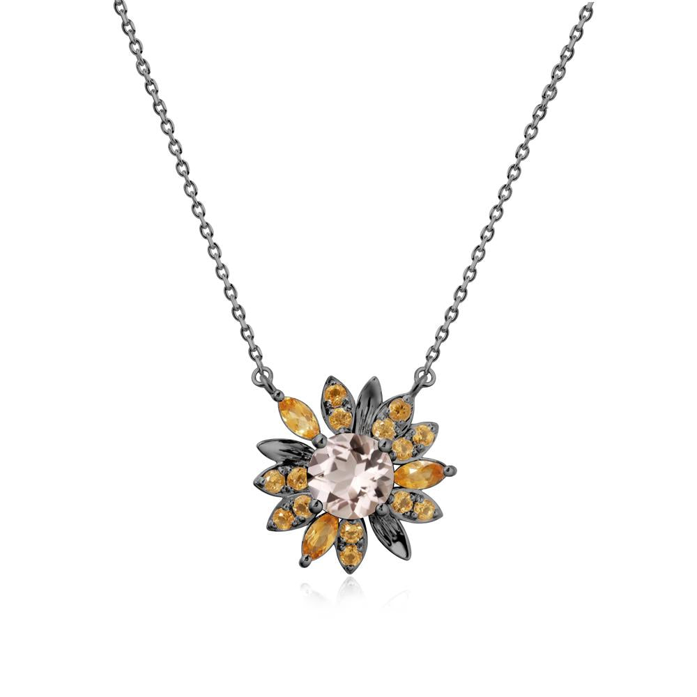 Sunflower Inspired Morganite and Citrine Necklace - LUO Jewelry #metal_black finish sterling silver