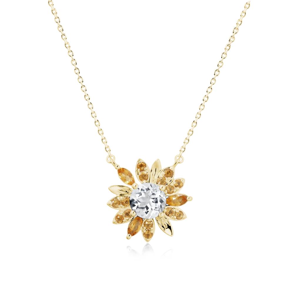 Sunflower Inspired White Topaz and Citrine Necklace - LUO Jewelry #metal_18k yellow gold