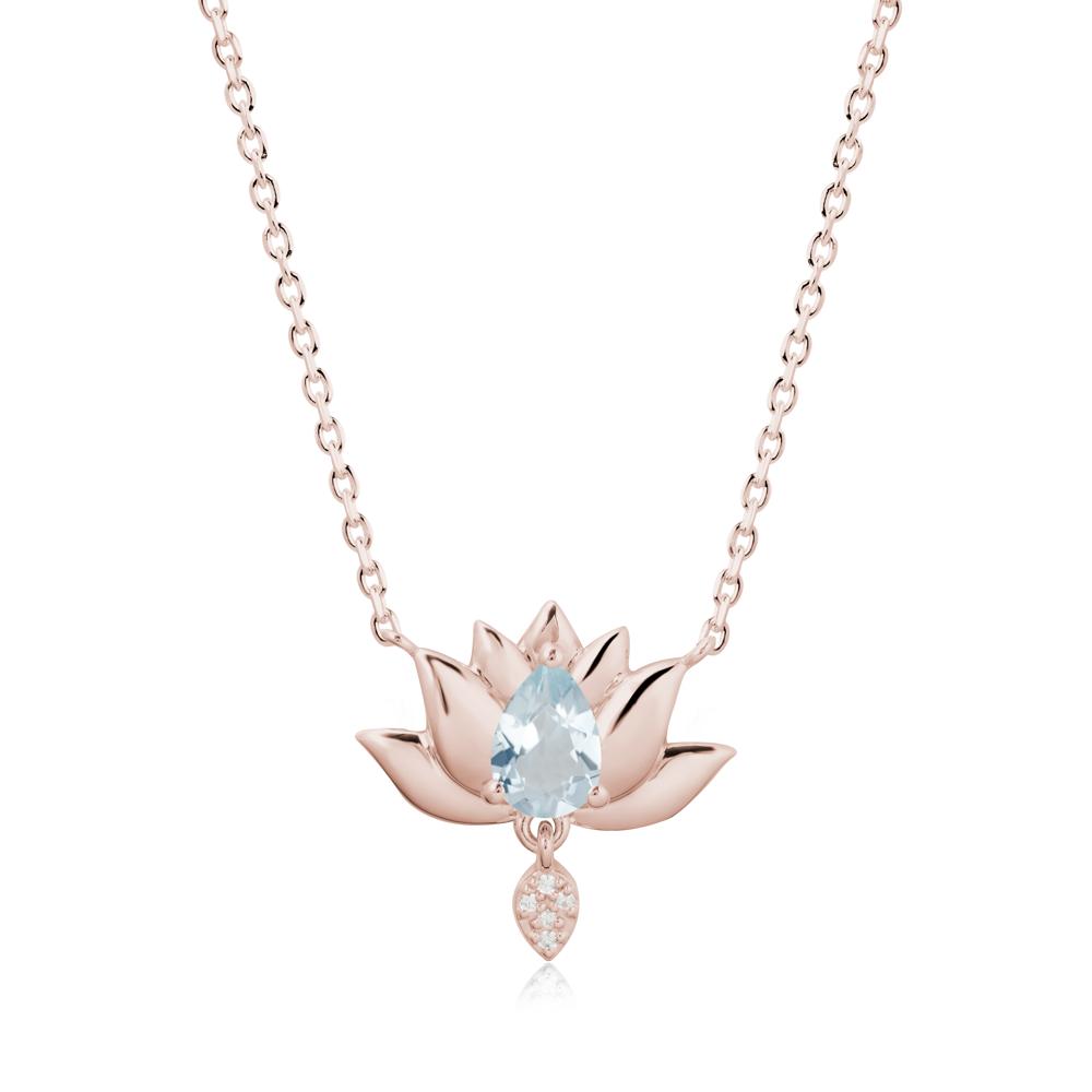 Tear Shaped Aquamarine Lotus Necklace - LUO Jewelry #metal_14k rose gold