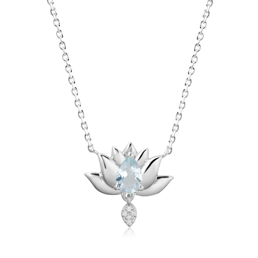 Tear Shaped Aquamarine Lotus Necklace - LUO Jewelry #metal_18k white gold