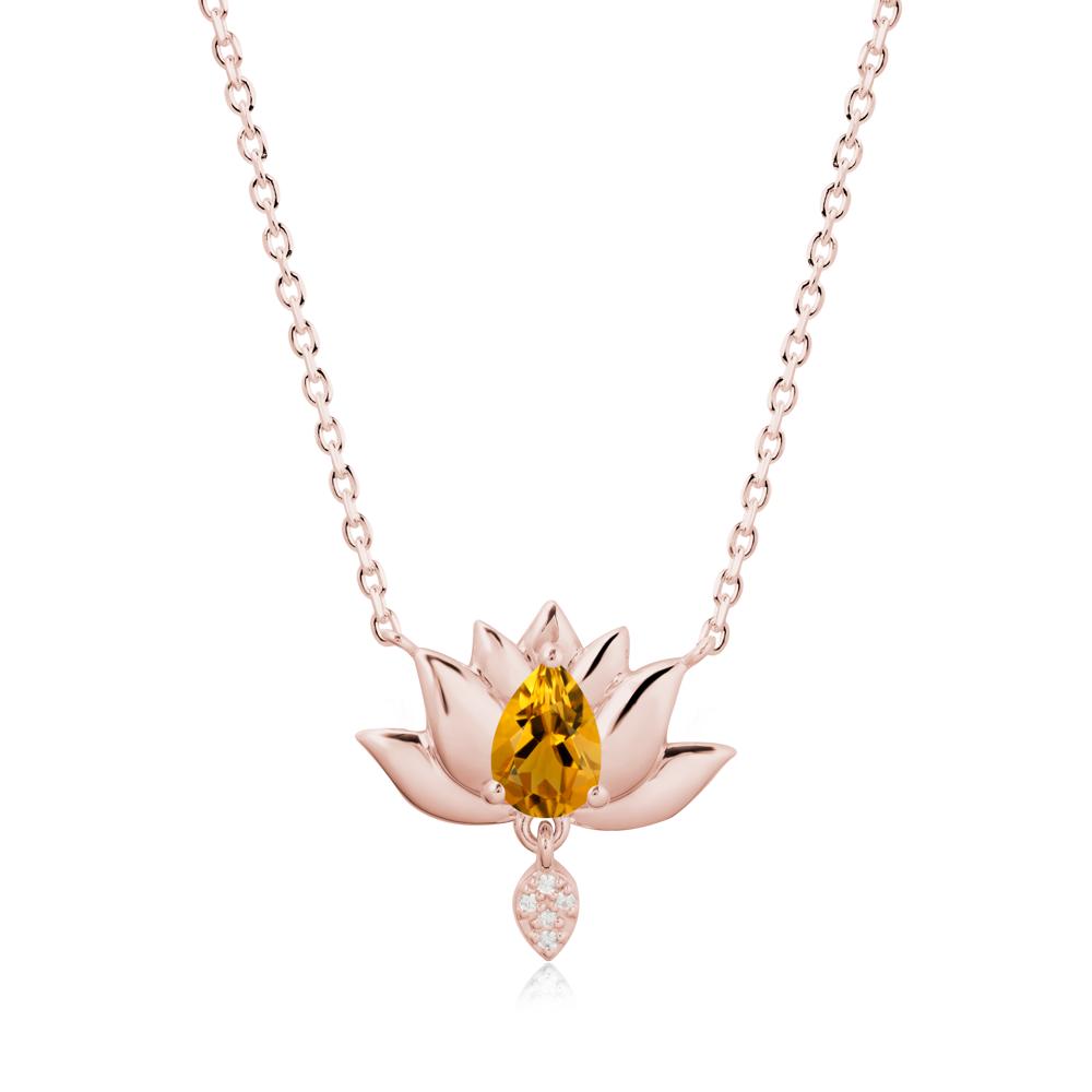Pear Shaped Citrine Lotus Flower Pendant - LUO Jewelry #metal_18k rose gold
