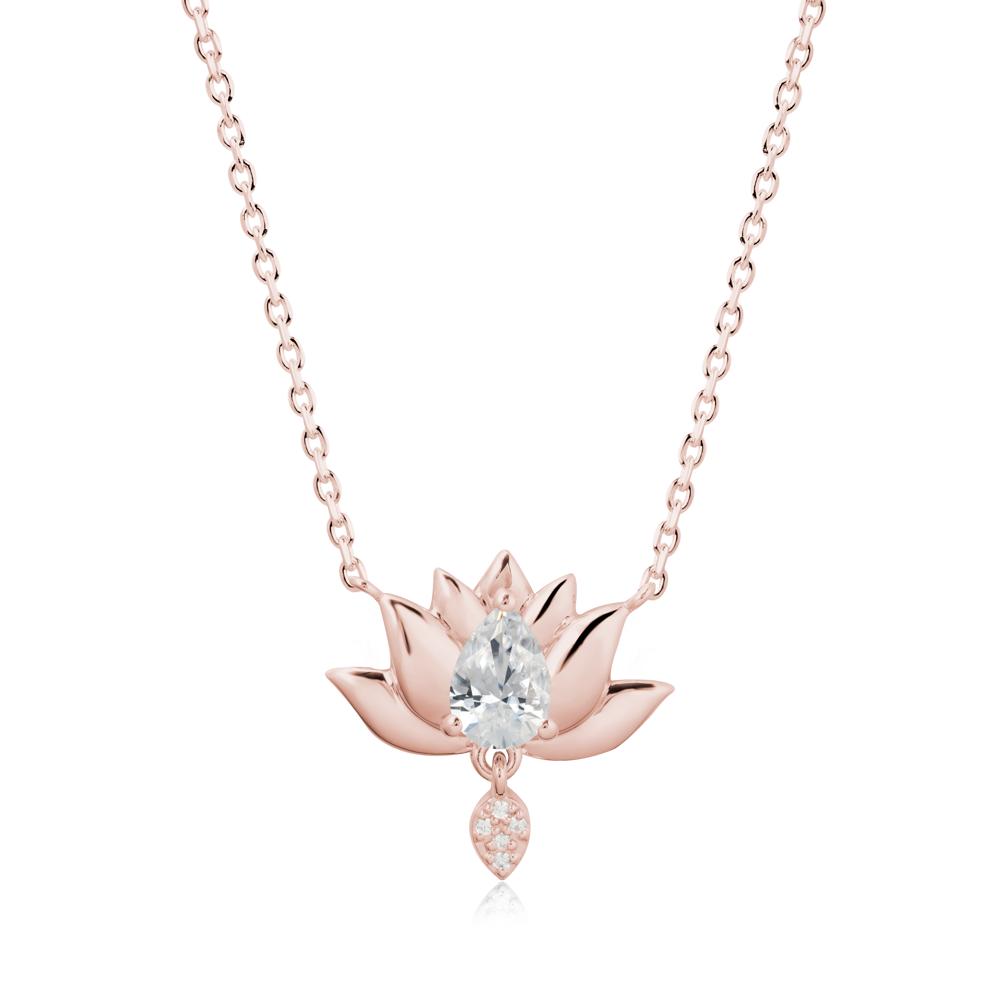 Tear Shaped Cubic Zirconia Lotus Necklace - LUO Jewelry #metal_18k rose gold