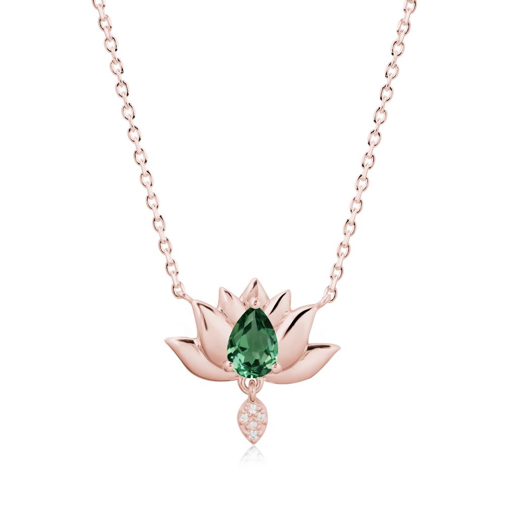 Tear Shaped Green Sapphire Lotus Necklace - LUO Jewelry #metal_18k rose gold