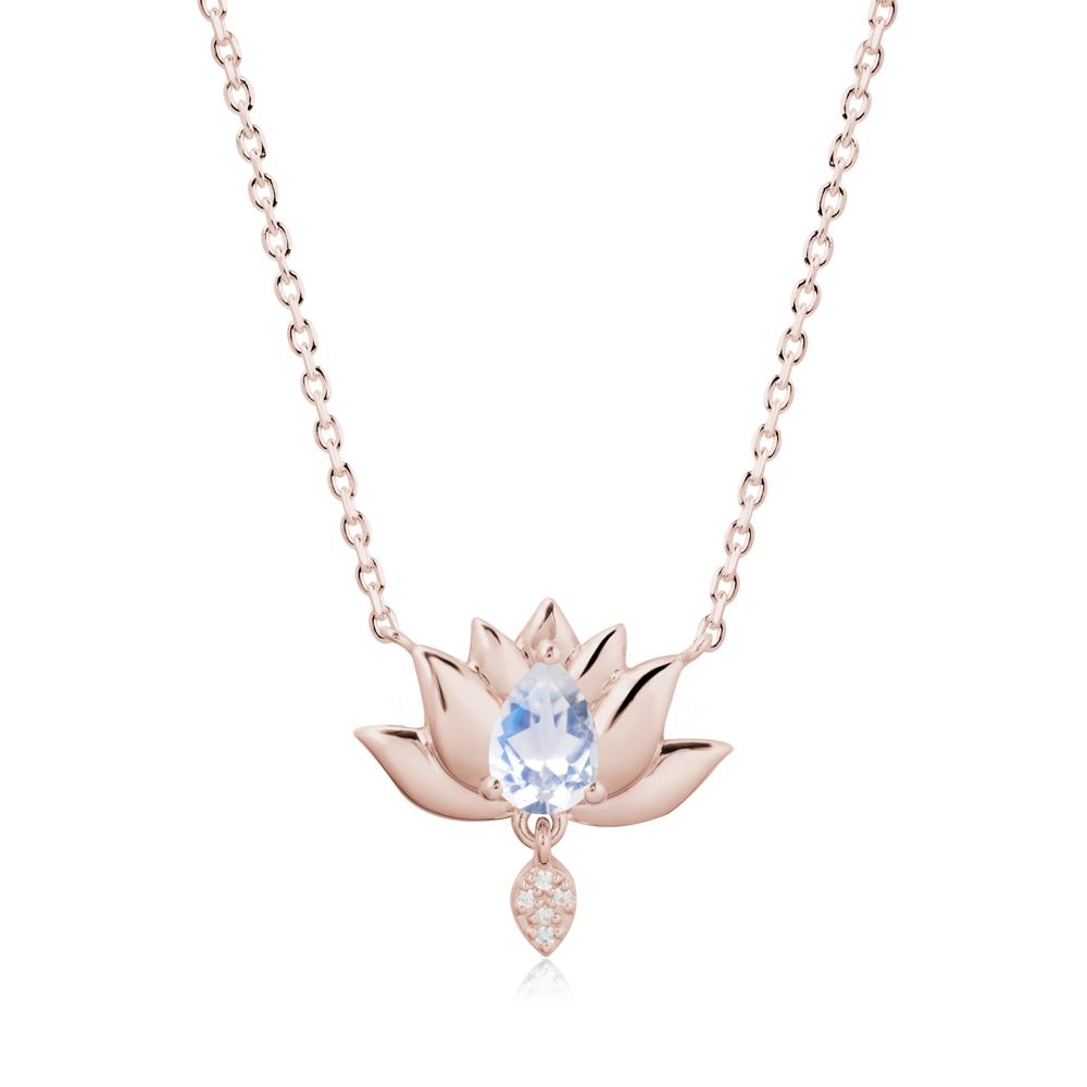 Pear Shaped Moonstone Lotus Flower Pendant - LUO Jewelry #metal_14k rose gold