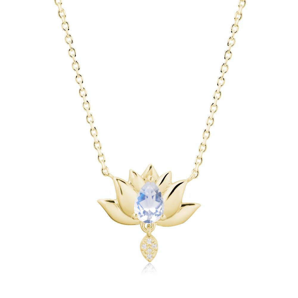 Pear Shaped Moonstone Lotus Flower Pendant - LUO Jewelry #metal_18k yellow gold