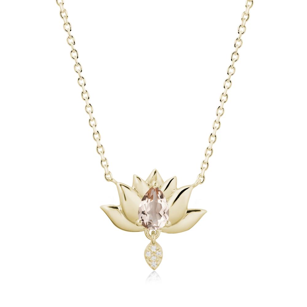 Tear Shaped Morganite Lotus Necklace - LUO Jewelry #metal_14k yellow gold