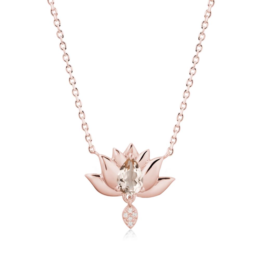 Tear Shaped Morganite Lotus Necklace - LUO Jewelry #metal_18k rose gold