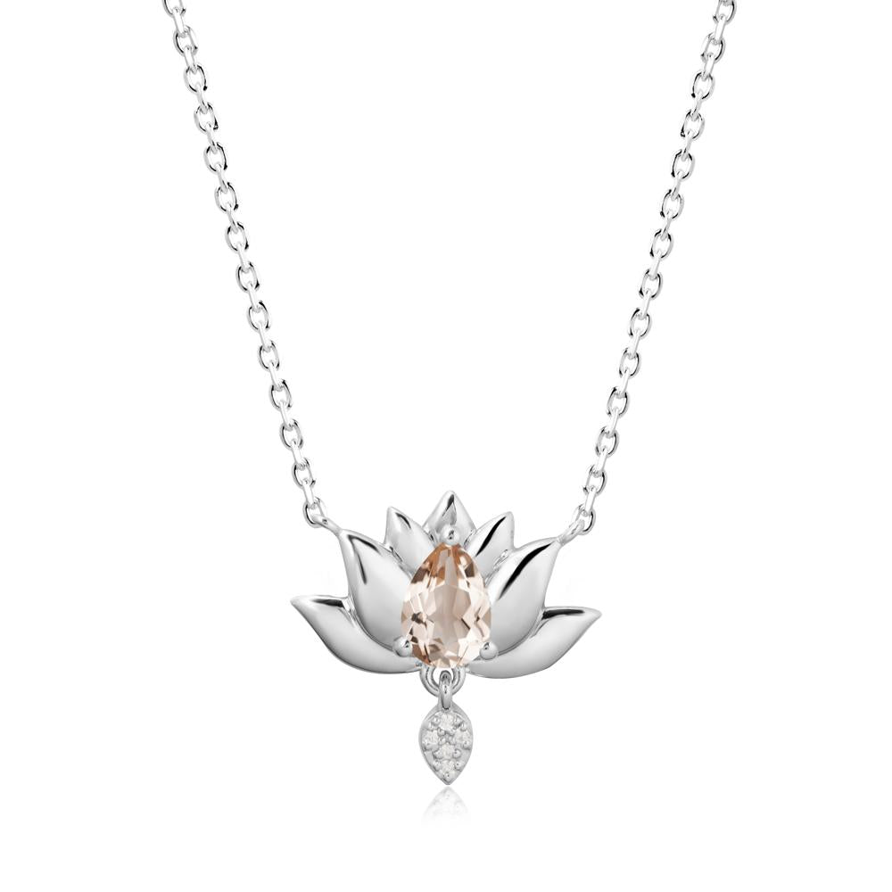 Tear Shaped Morganite Lotus Necklace - LUO Jewelry #metal_18k white gold