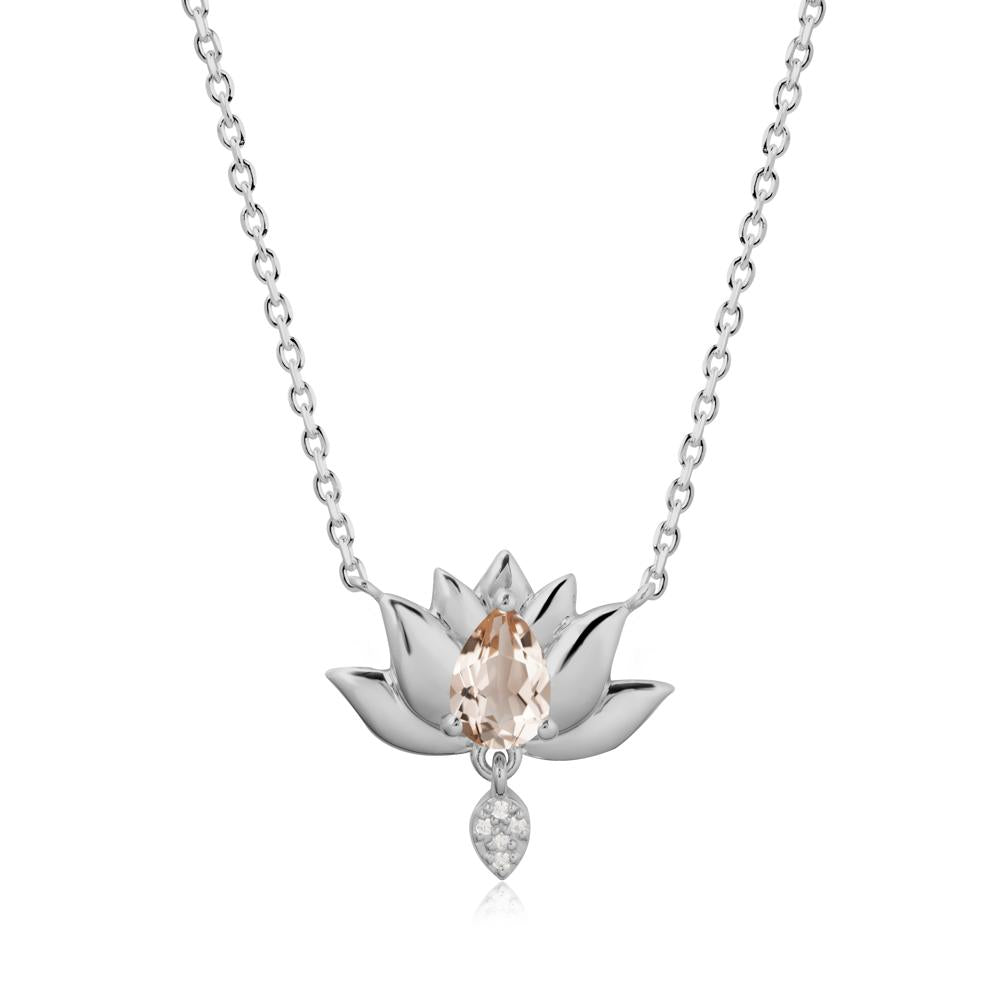 Tear Shaped Morganite Lotus Necklace - LUO Jewelry #metal_platinum