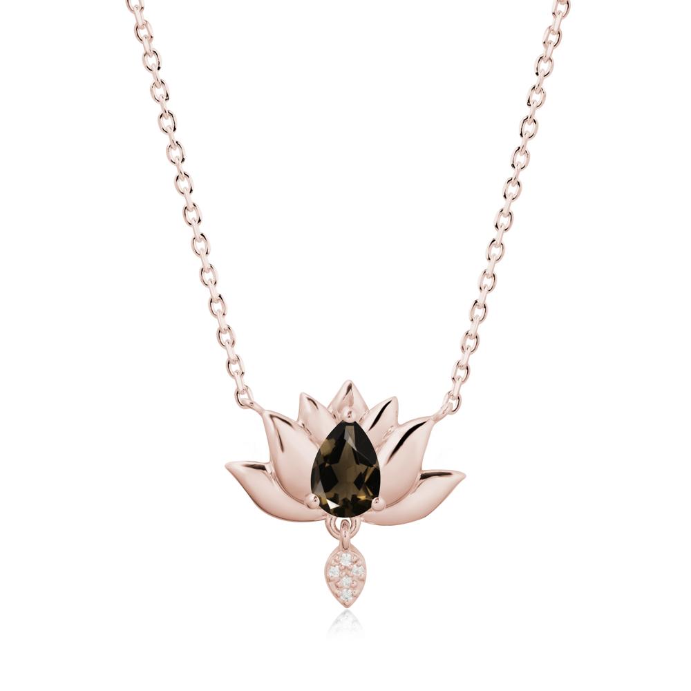 Pear Shaped Smoky Quartz Lotus Flower Pendant - LUO Jewelry #metal_14k rose gold