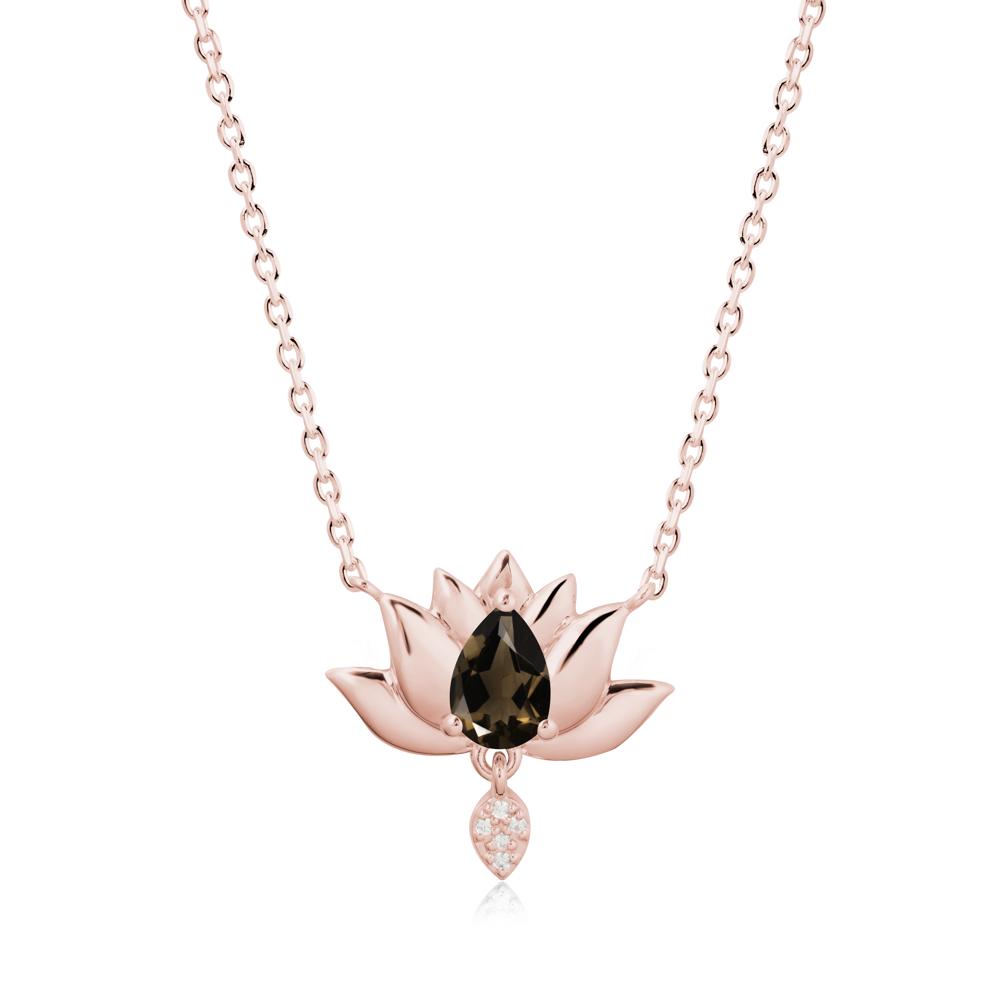 Pear Shaped Smoky Quartz Lotus Flower Pendant - LUO Jewelry #metal_18k rose gold