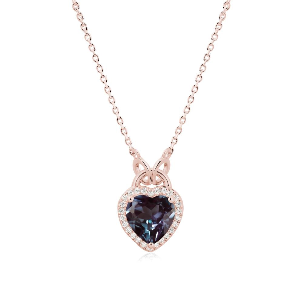 Heart Shaped Alexandrite Halo Necklace - LUO Jewelry #metal_18k rose gold