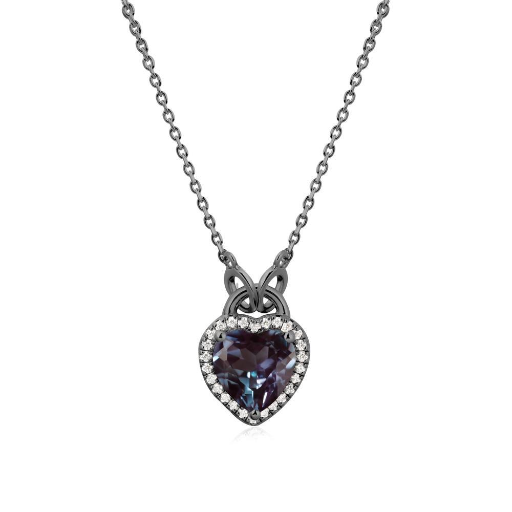 Heart Shaped Alexandrite Halo Necklace - LUO Jewelry #metal_black finish sterling silver