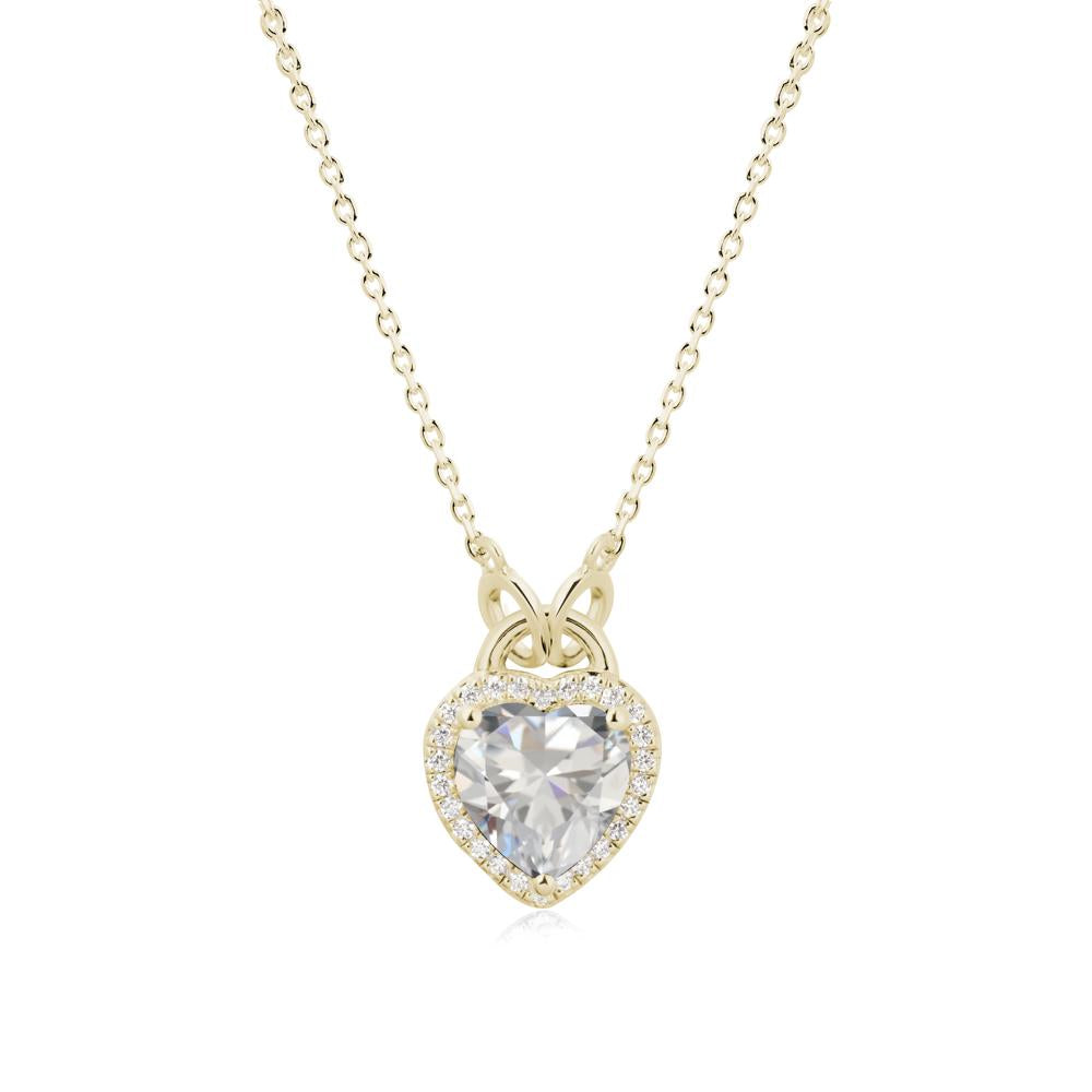 Heart Shaped Cubic Zirconia Halo Pendant Necklace - LUO Jewelry #metal_14k yellow gold