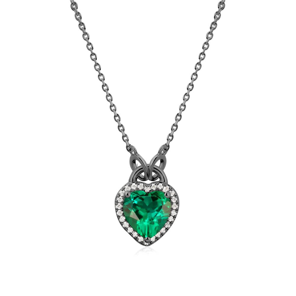 Heart Shaped Emerald Halo Necklace - LUO Jewelry #metal_black finish sterling silver