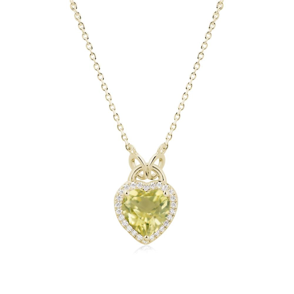Heart Shaped Lemon Quartz Halo Necklace - LUO Jewelry #metal_14k yellow gold
