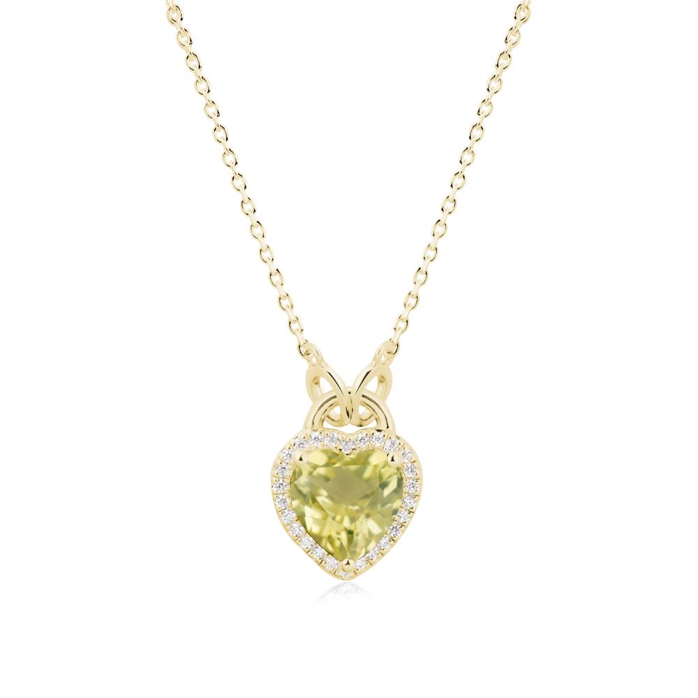 Heart Shaped Lemon Quartz Halo Necklace - LUO Jewelry #metal_18k yellow gold