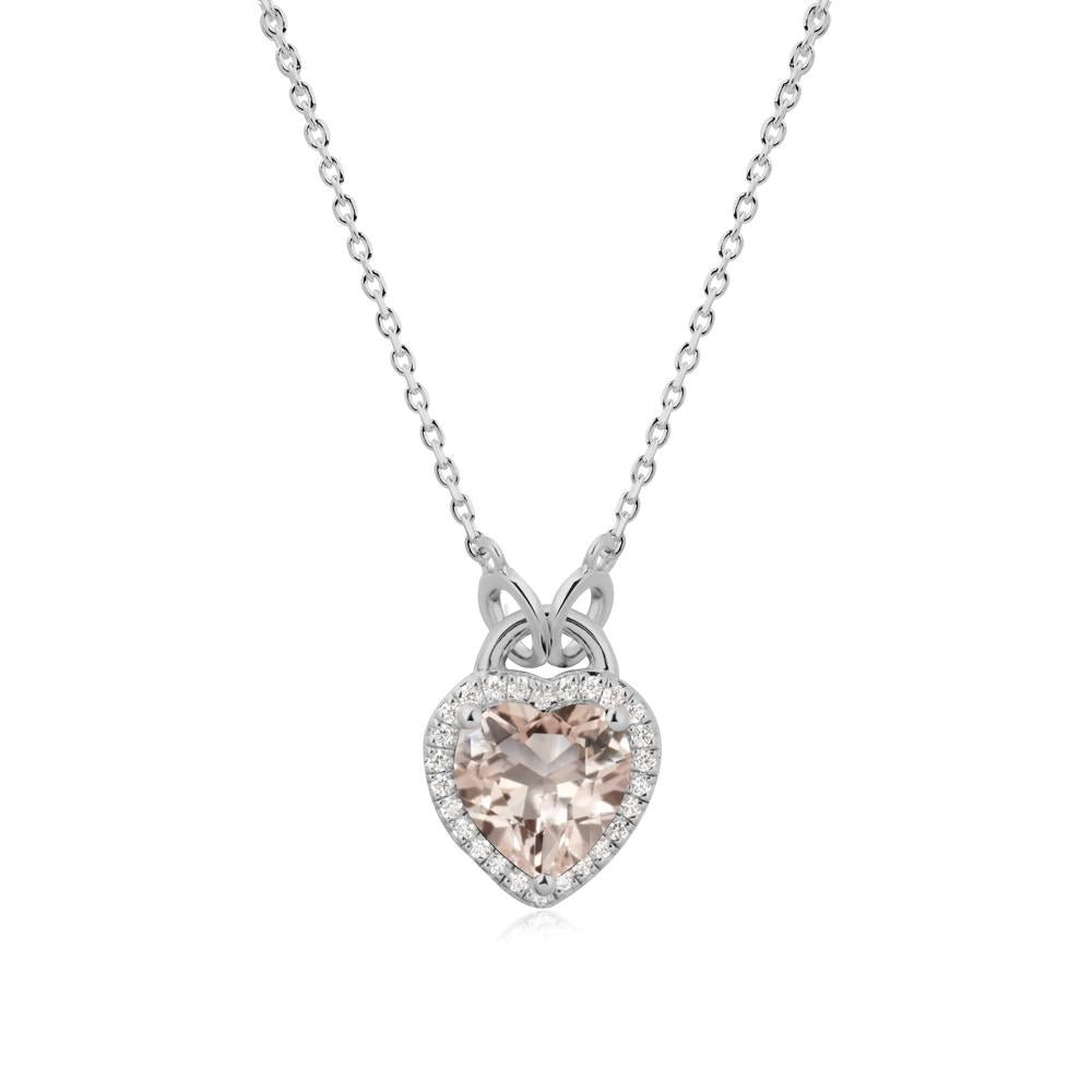 Heart Shaped Morganite Halo Necklace - LUO Jewelry #metal_platinum