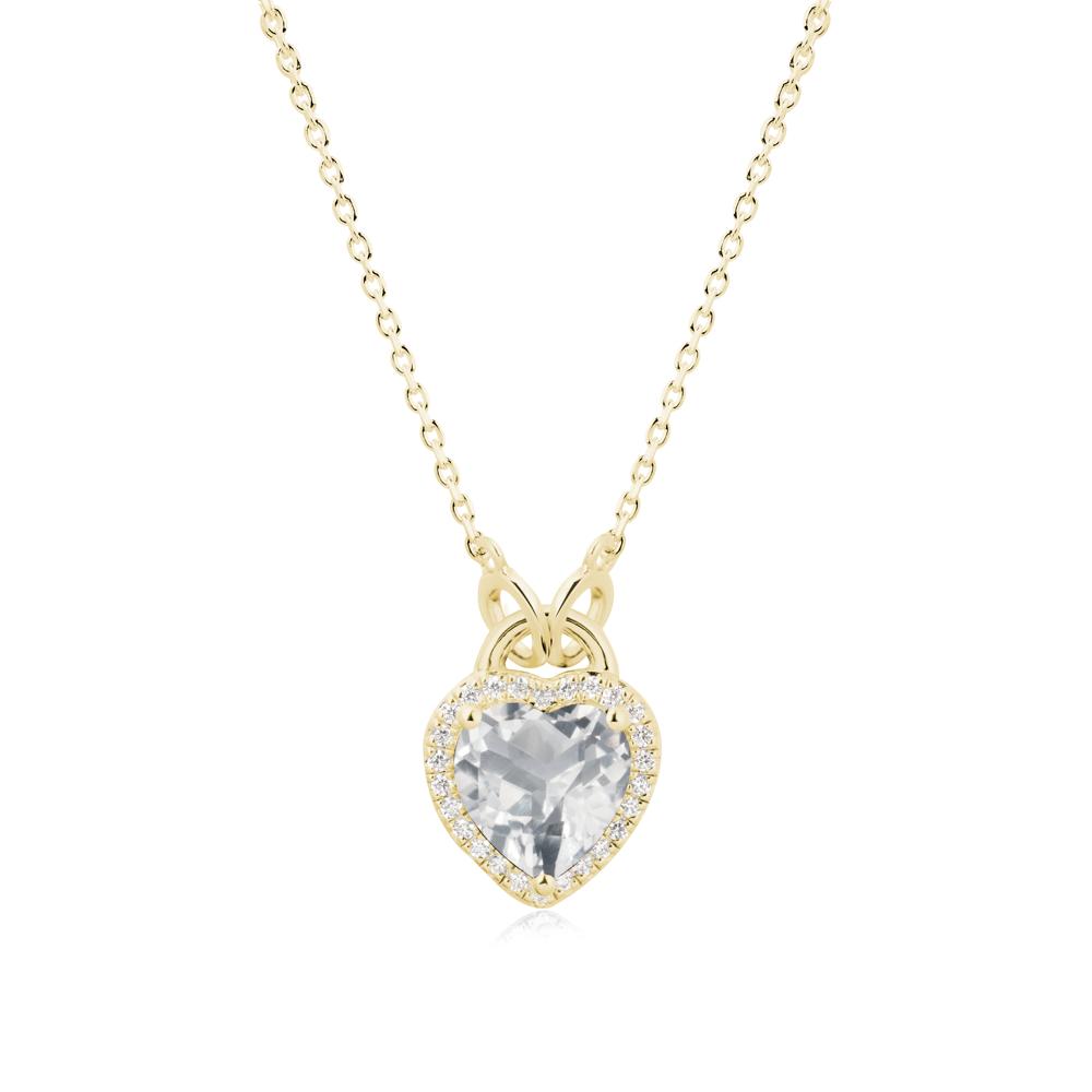 Heart Shaped White Topaz Halo Necklace - LUO Jewelry #metal_18k yellow gold