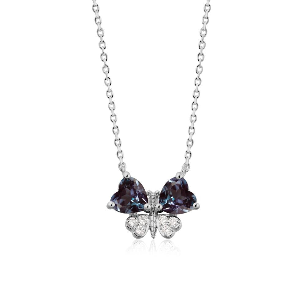 Heart Alexandrite Wings Butterfly Pendant Necklace - LUO Jewelry #metal_platinum