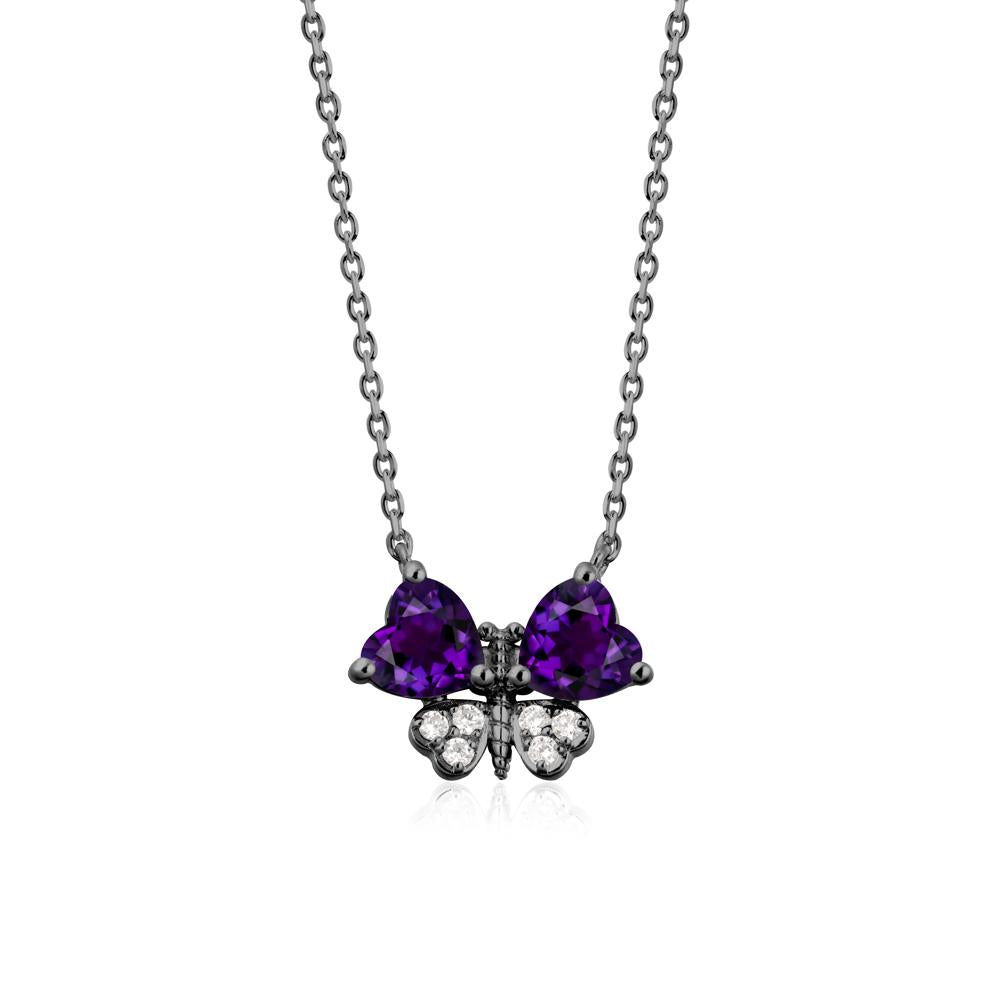 Amethyst Heart Shaped Wings Butterfly Necklace - LUO Jewelry #metal_black finish sterling silver