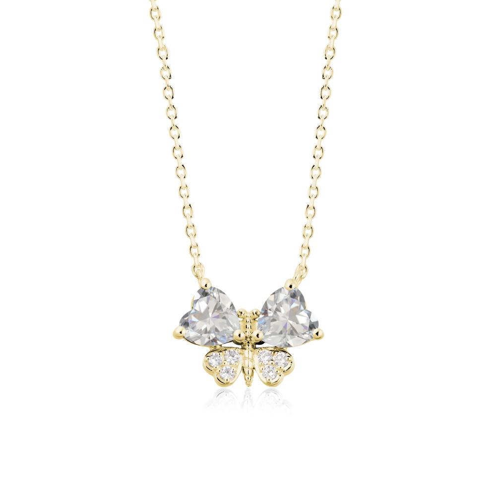 Heart Shaped Wings Butterfly Cubic Zirconia Necklace - LUO Jewelry #metal_18k yellow gold