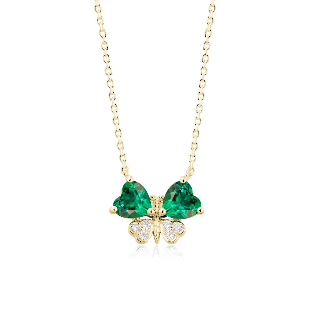 Heart Emerald Wings Butterfly Pendant Necklace - LUO Jewelry #metal_18k yellow gold