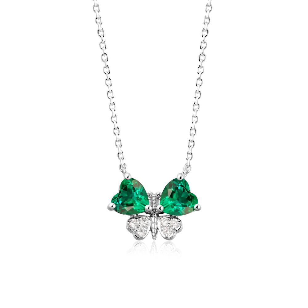 Heart Emerald Wings Butterfly Pendant Necklace - LUO Jewelry #metal_sterling silver