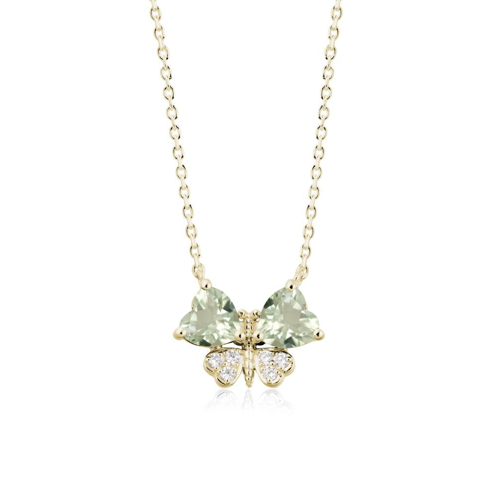 Heart Shaped Wings Butterfly Green Amethyst Necklace - LUO Jewelry #metal_14k yellow gold