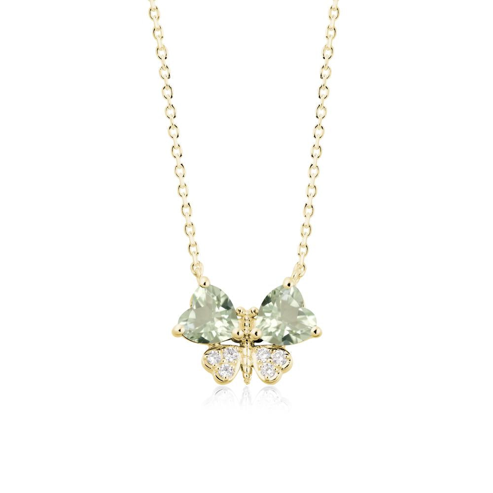 Heart Shaped Wings Butterfly Green Amethyst Necklace - LUO Jewelry #metal_18k yellow gold