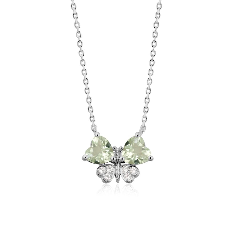 Heart Shaped Wings Butterfly Green Amethyst Necklace - LUO Jewelry #metal_platinum