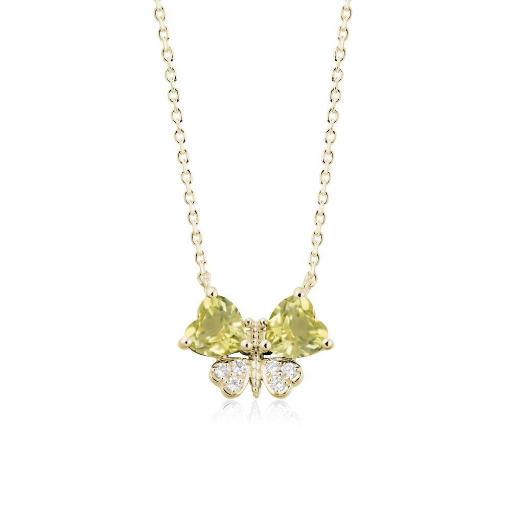 Lemon Quartz Heart Shaped Wings Butterfly Necklace - LUO Jewelry #metal_14k yellow gold