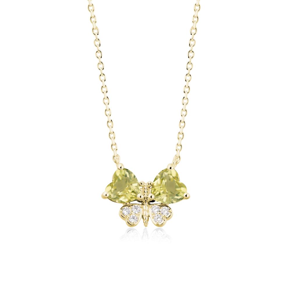Lemon Quartz Heart Shaped Wings Butterfly Necklace - LUO Jewelry #metal_18k yellow gold