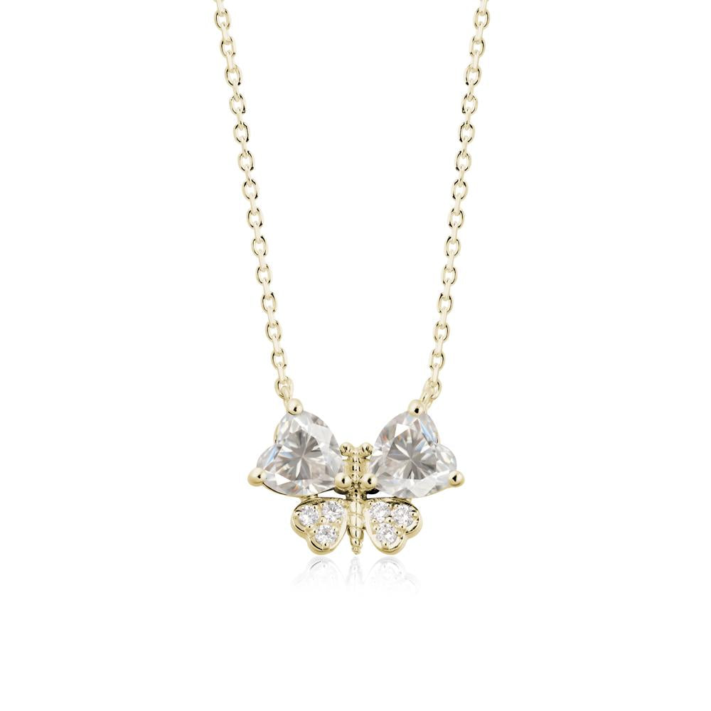 Moissanite Heart Shaped Wings Butterfly Necklace - LUO Jewelry #metal_14k yellow gold