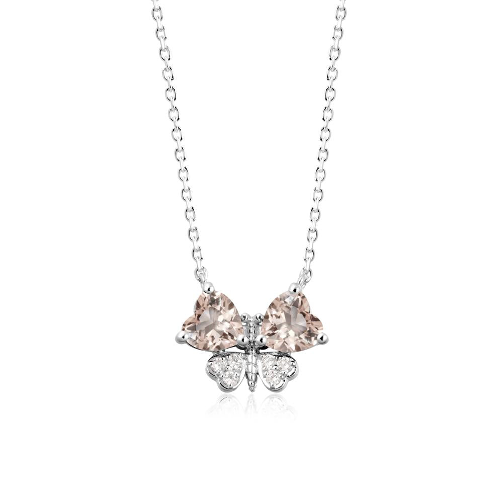 Heart Shaped Wings Butterfly Morganite Necklace - LUO Jewelry #metal_14k white gold